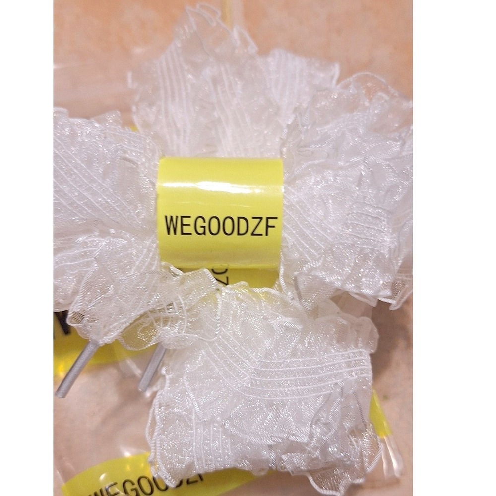 White Organza Ruffle Shoelaces Sheer Frill Laces for Sneakers 1 Pair - Picture 4 of 6